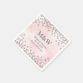 Roze Waterverf Zilveren Confetti bruiloft servet (Hoek)