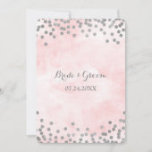 Roze Waterverf Zilveren Confetti Wedding Invites Kaart (Voorkant)