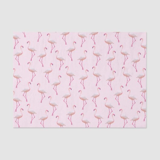 Roze Waterverf Zomer Flamingo patroon Tissuepapier (Voorkant)