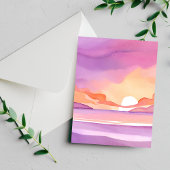 Roze Waterverf zonsondergang | Prachtige oceaanluc Briefkaart