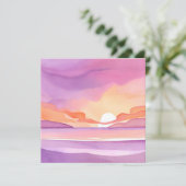 Roze Waterverf zonsondergang | Prachtige oceaanluc Kaart (Staand voorkant)
