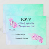 Roze waterverfballetjes en tutu RSVP Kaart (Voorkant / Achterkant)