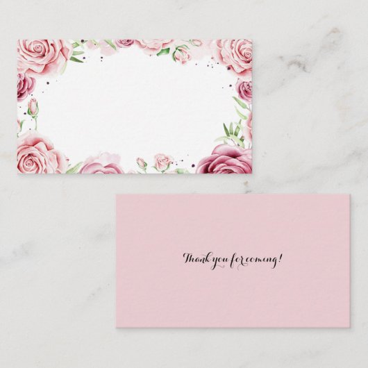 Roze Waterverfrozen Frame Bruiloft Plaatskaartje (Voorkant / Achterkant)