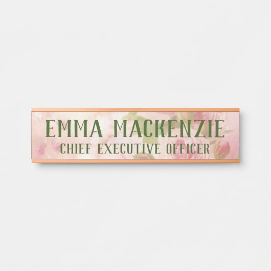 Roze Waterverfrozen Hangen Deur Bord Naamplaat (Voorkant)