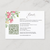 Roze Waterverfrozen QR Code Bruiloft Informatiekaartje (Voorkant)