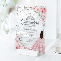 Roze Waterverfrozen Zilver Quinceanera