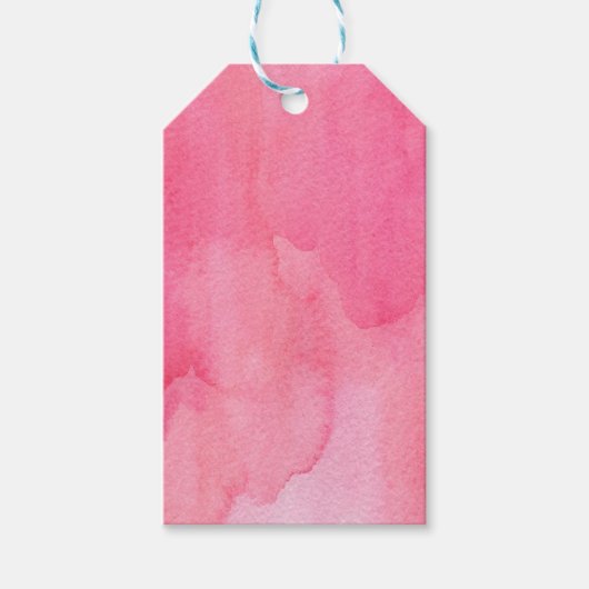 Roze waterverfspatten cadeaulabel (Voorkant)