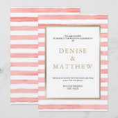 Roze waterverfstrepen en gouden letters kaart (Voorkant / Achterkant)