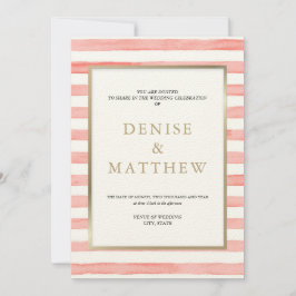 Roze waterverfstrepen en gouden letters kaart