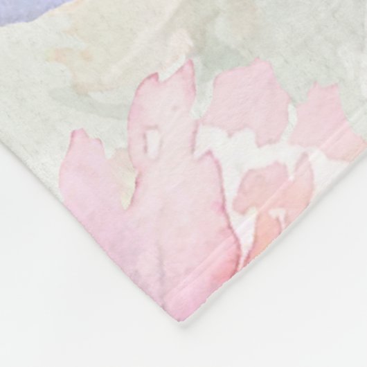 Roze waterverkleurde bloemen boho familienaam scri fleece deken (Hoek)