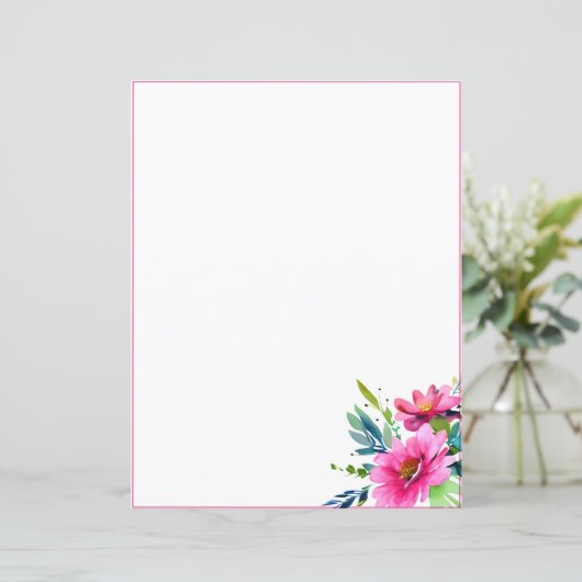 Roze waterverven bloemen (Staand voorkant)