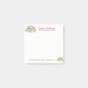 Roze Waterverven Bloemen Boeket Post-it® Notes