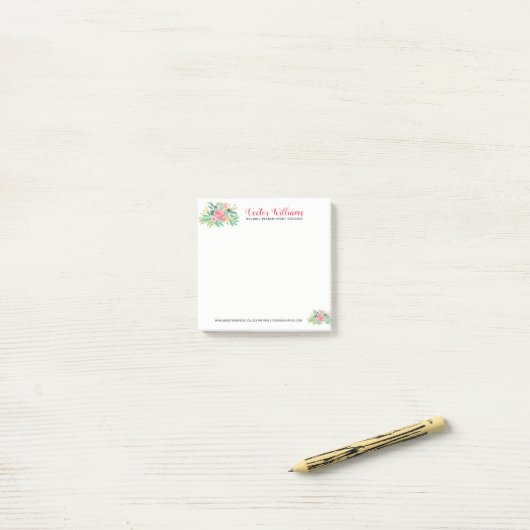 Roze Waterverven Bloemen Boeket Post-it® Notes (Op bureau)
