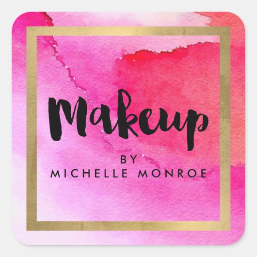 Roze Waterverven maken artiest Vierkante Sticker (Voorkant)