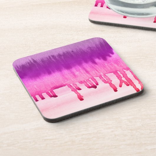 Roze Waterverven Ombre Drankjes Onderzetter (Linkerzijde)