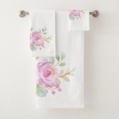 Roze Waterverven op witte doekset Bad Handdoek (Insitu)