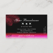 Roze Waterverven Palm Leaves Diamonds en Initialen Visitekaartje (Achterkant)