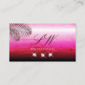 Roze Waterverven Palm Leaves Diamonds en Monogram Visitekaartje (Voorkant)