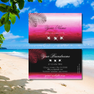Roze Waterverven Palm Leaves Diamonds Professional Visitekaartje