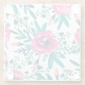 Roze Waterverven Rozen Glazen Onderzetter (Achterkant)
