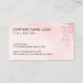 Roze waterverven vervaagd bloemboeket visitekaartje (Achterkant)