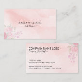 Roze waterverven vervaagd bloemboeket visitekaartje (Voorkant / Achterkant)