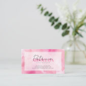 Roze Watervlek Haar Vlechtster Script Typografie Visitekaartje (Staand voorkant)