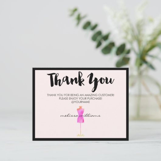 Roze Watervlek Jurk Paspop Poshmark Dank je wel Briefkaart (Staand voorkant)