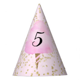 Roze Watten Candy & Gouden Confetti Verjaardagsfee Feesthoedjes