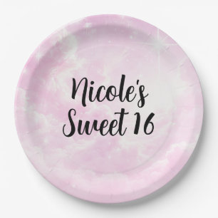 Roze Watten Candy Wolken Sterrenhemel Verjaardagsf Papieren Bordje