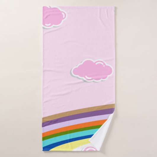roze wattenstaafjeshemel met regenboog badhanddoek (Badhanddoek)