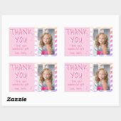 Roze Waves Girl Foto Birthday Hartelijk dank Rechthoekige Sticker (Vel)