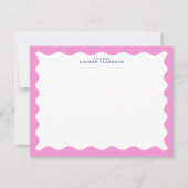 Roze Wavige Frame Notitiekaart Kaart (Voorkant)