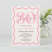Roze Wavy Border 30e verjaardag Uitnodiging Vrouwe (Staand voorkant)