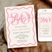 Roze Wavy Border 30e verjaardag Uitnodiging Vrouwe