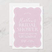Roze Wavy Border Bridal Shower Uitnodiging (Voorkant / Achterkant)