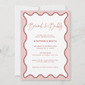 Roze Wavy Border Brunch and Bubble Invitation Kaart (Voorkant)
