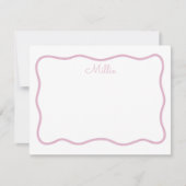 Roze Wavy Border Gepersonaliseerde Note Kaart Notitiekaartje (Voorkant)