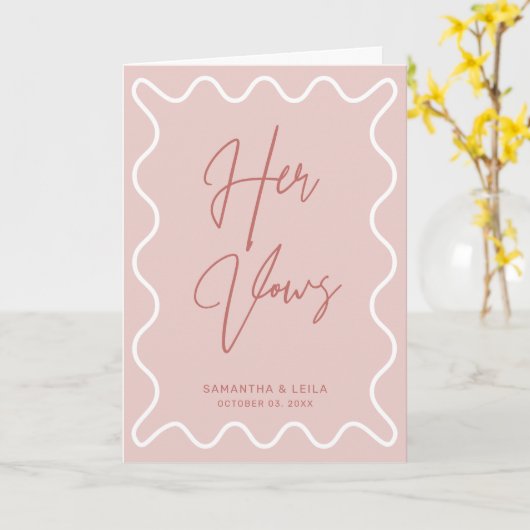 Roze Wavy Border her Vows Kaart (Gele Bloem)