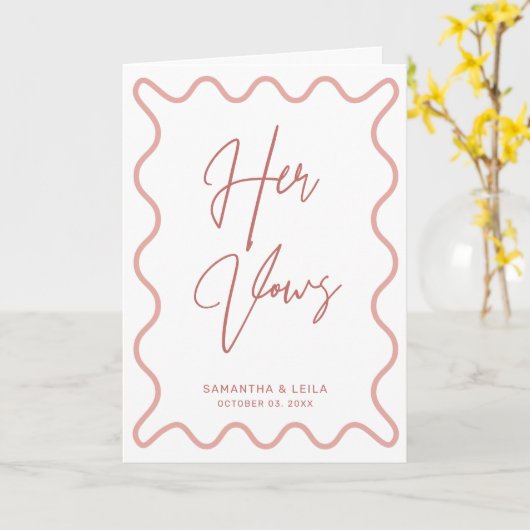 Roze Wavy Border her Vows Kaart (Gele Bloem)