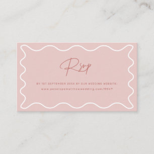Roze Wavy Border Website RSVP Enclosure Kaart