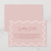 Roze Wavy Border Wedding Details Enclosure Kaart (Voorkant / Achterkant)