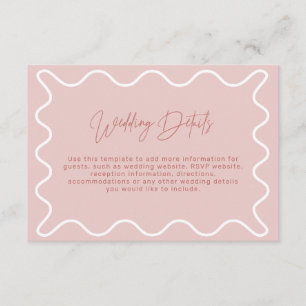 Roze Wavy Border Wedding Details Enclosure Kaart