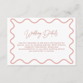 Roze Wavy Border Wedding Details Enclosure Kaart (Voorkant)