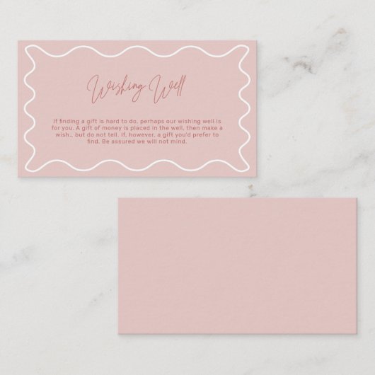 Roze Wavy Border Wishing Well Enclosure Kaart (Voorkant / Achterkant)