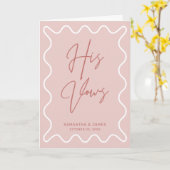 Roze Wavy Border Zijn Vows Kaart (Gele Bloem)