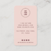 Roze Wavy Hair Haarstylist Voeg Logo en sociale me Visitekaartje (Achterkant)