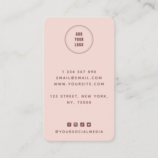 Roze Wavy Hair Haarstylist Voeg Logo en sociale me Visitekaartje (Achterkant)