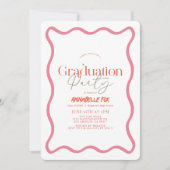 Roze Wavy Lijst Trendy Afstuderen Kaart (Voorkant)