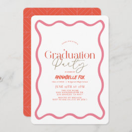 Roze Wavy Lijst Trendy Afstuderen Kaart